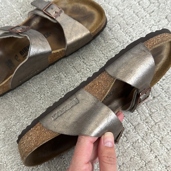 Birkenstock Sydney Birko Flor 2 Strap Sandals slide “graceful taupe” buckle - Picture 7 of 7